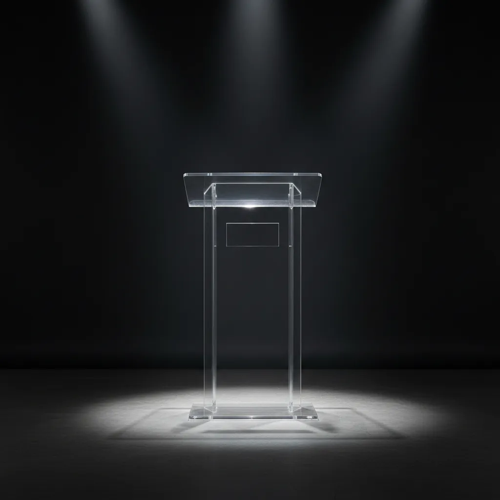 Acrylic Podium with Logo Slot — Aum Event