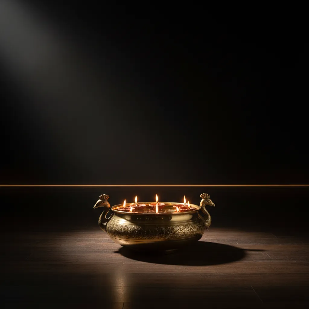 Brass Urli with Floating Diyas